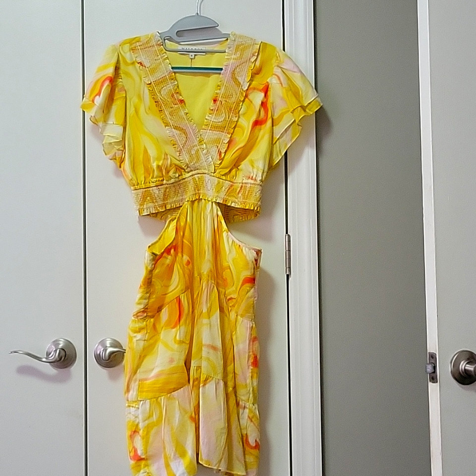 Hale Bob Yellow Floral Size Medium Dress